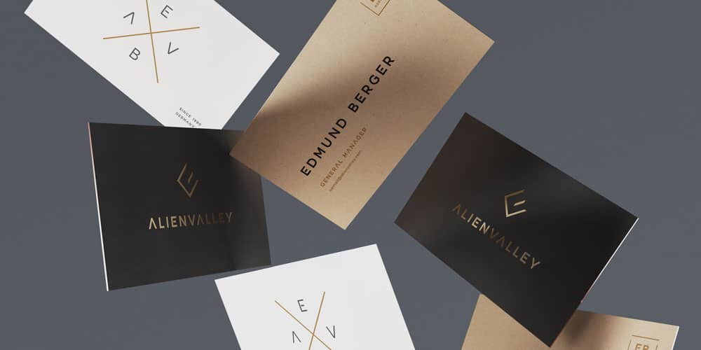 Falling Business Cards Mockup