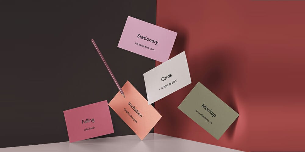 100+ Free Business Card Mockups PSD 722 Falling Invitation Card Mockup