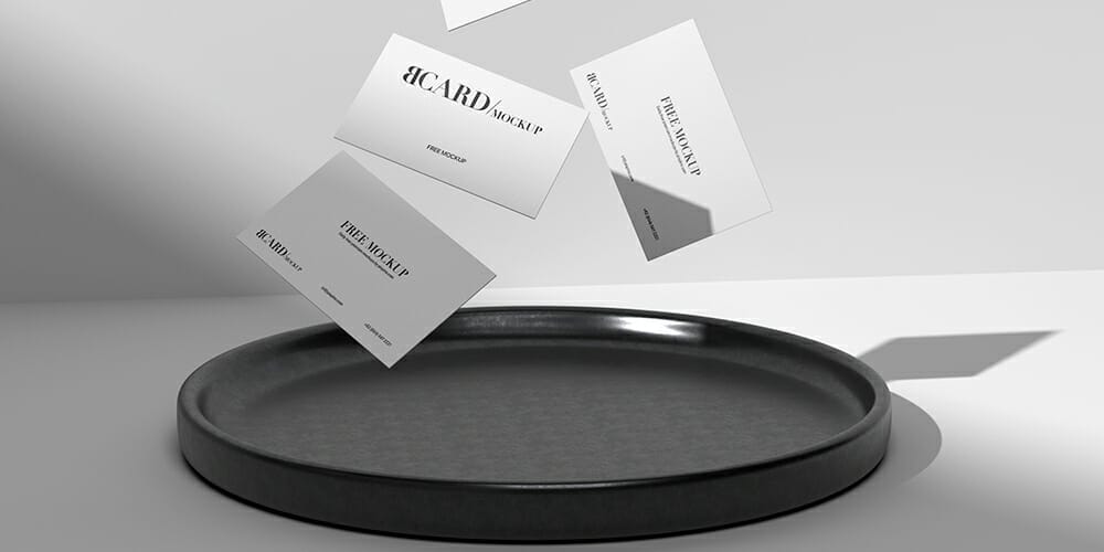 Floating Business Card PSD Mockup