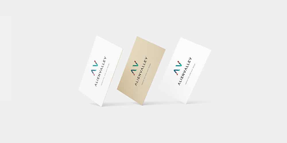 Floating Business Cards Mockup