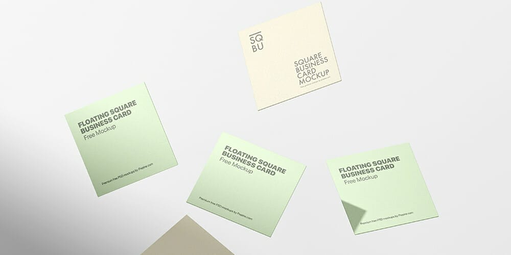 Floating Square Business Card Mockup