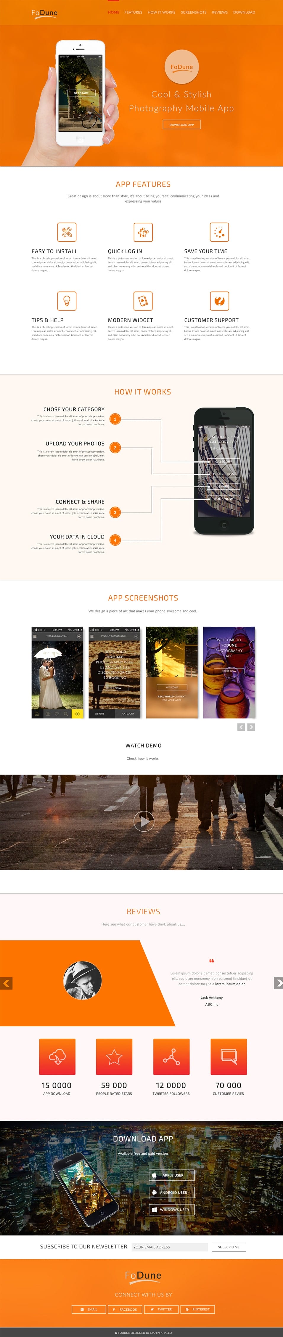 Free App Landing Template PSD