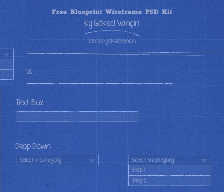 Free Blueprint Wireframe Kit PSD