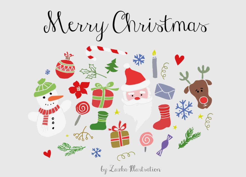 Free Merry Christmas Vector Set