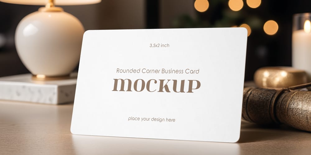 Free Rounded Corner Business Card Mockup PSD