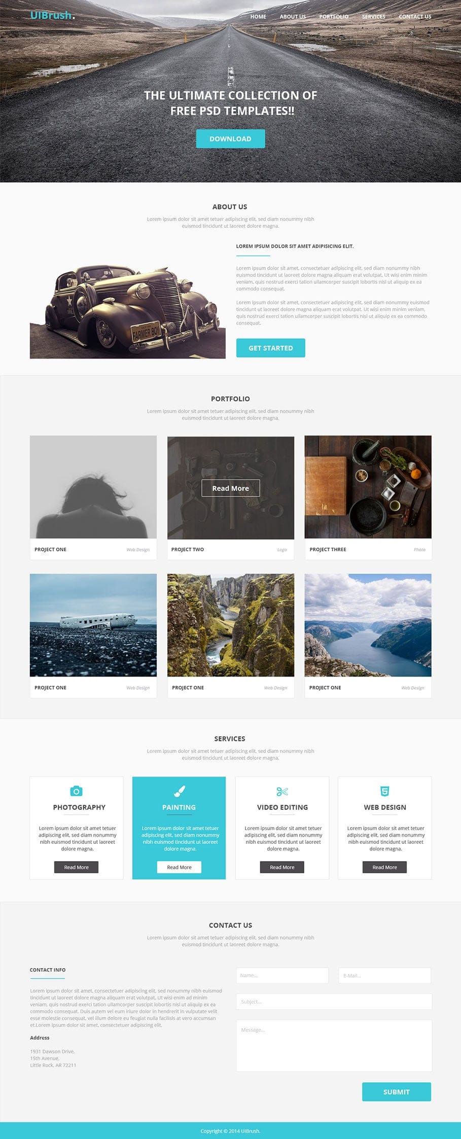 Free UIBrush Simple Landing Page Template PSD