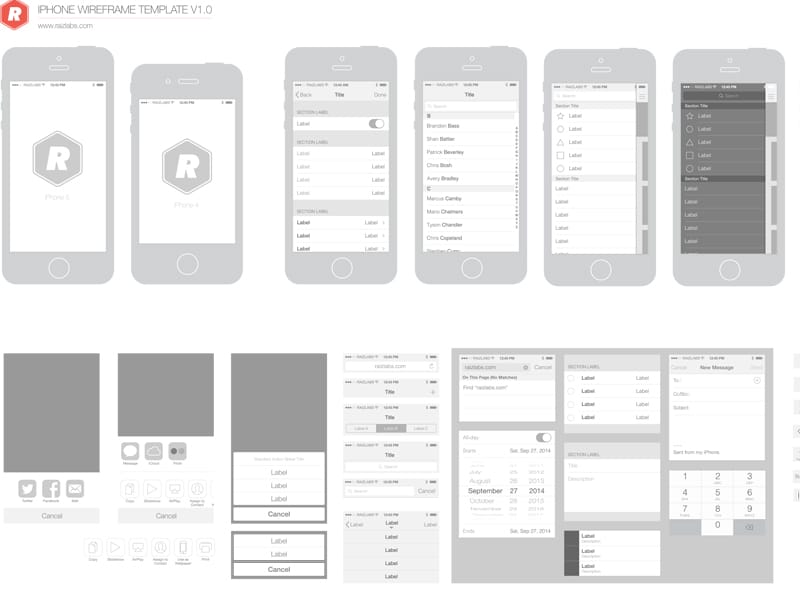 Wireframing Tools, Resources, Articles 66 Free iPhone Vector Wireframing Toolkit