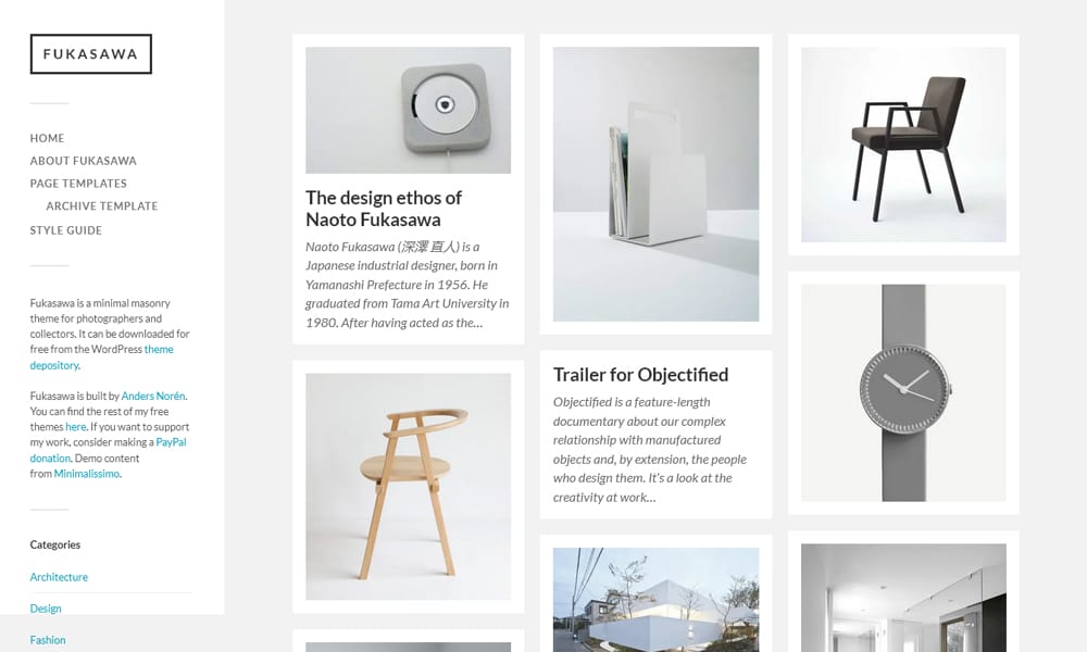 100+ Free Photography WordPress Themes 2024 10 Fukasawa