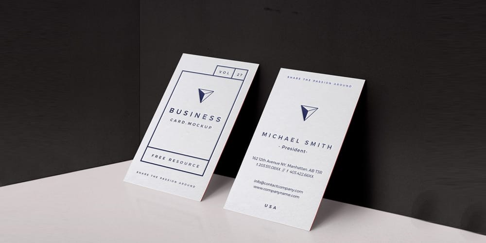 100+ Free Business Card Mockups PSD 1082 Letterpress Vertical Business Card Mockup PSD