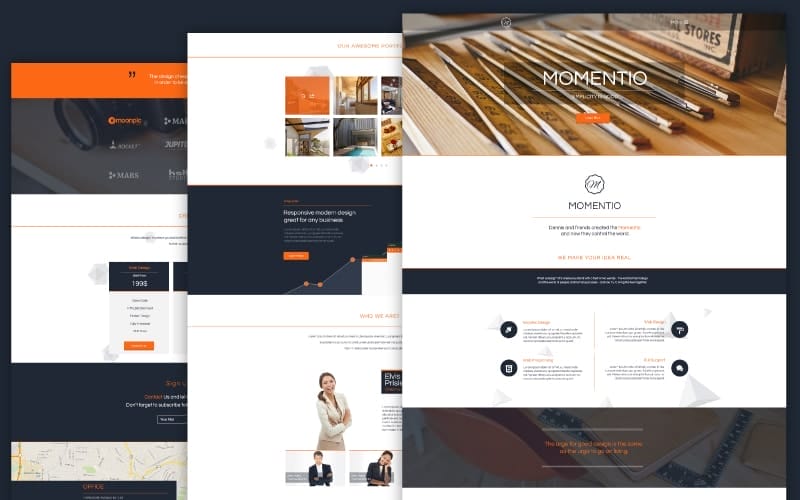 Latest Free Web Elements From December 2014 6 Momentio Single Page Free Template PSD