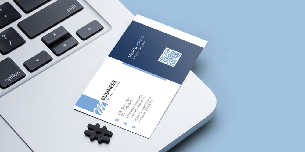 Simple Business Card Mockup on MacBook