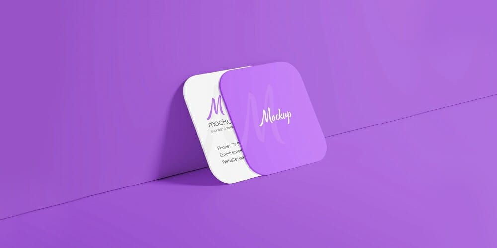 Square Round Corner Business Card Mockup