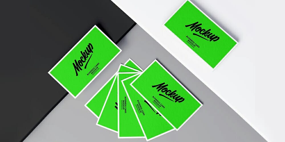 Top View Business Cards Mockup