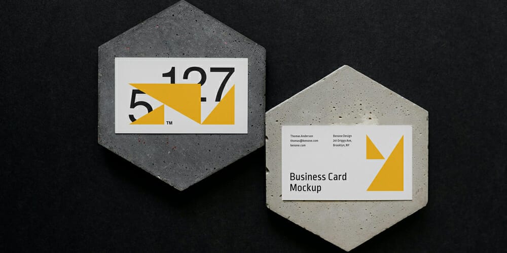 Two Business Cards on a Concreate Mockup