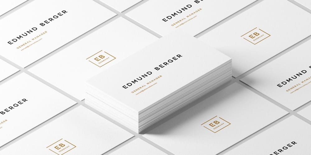 White Isometric Business Card Mockup