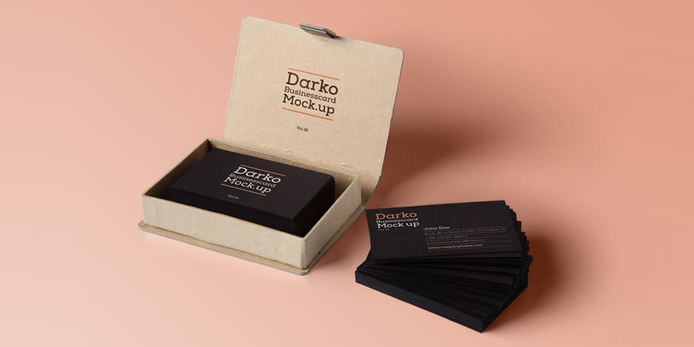 100+ Free Business Card Mockups PSD 1106 business card mock with an elegant cardboard box
