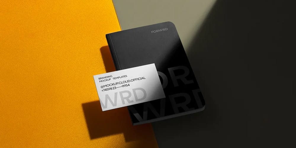 100+ Free Business Card Mockups PSD 203 business card mockup on a notebook