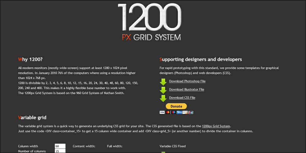Wireframing Tools, Resources, Articles 9 1200px Grid System