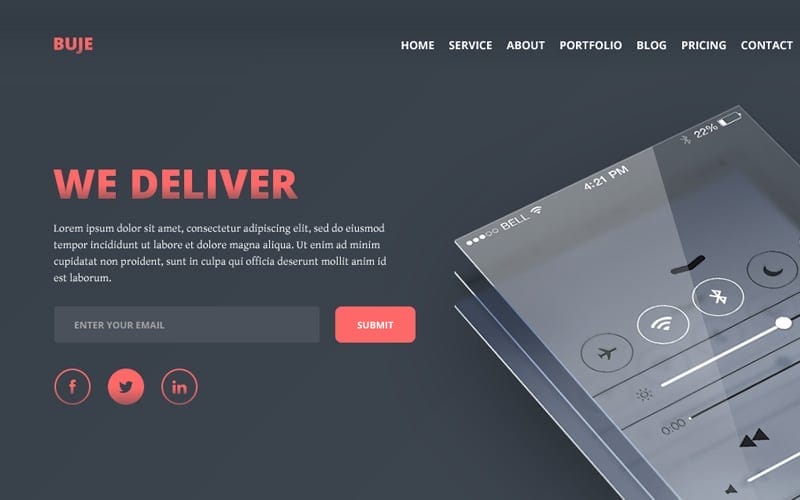 Latest Free Web Elements From December 2014 14 Buje One Page PSD Template