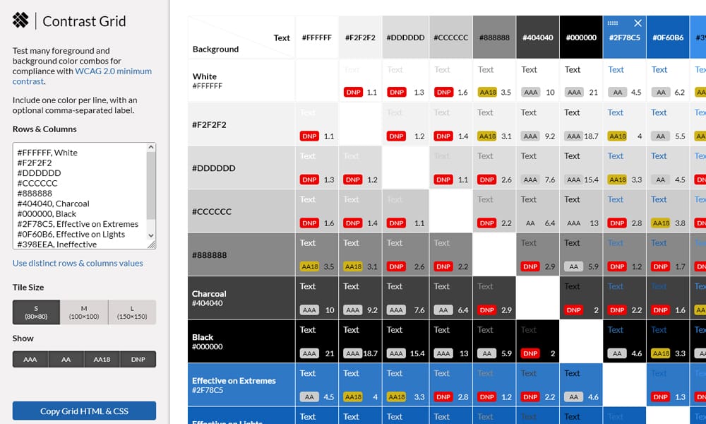 The Best Color Tools For Web Designers 17 Contrast Grid