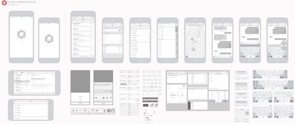 Wireframing Tools, Resources, Articles 53 Free iPhone 6 Vector Wireframing Toolkit iOS 8