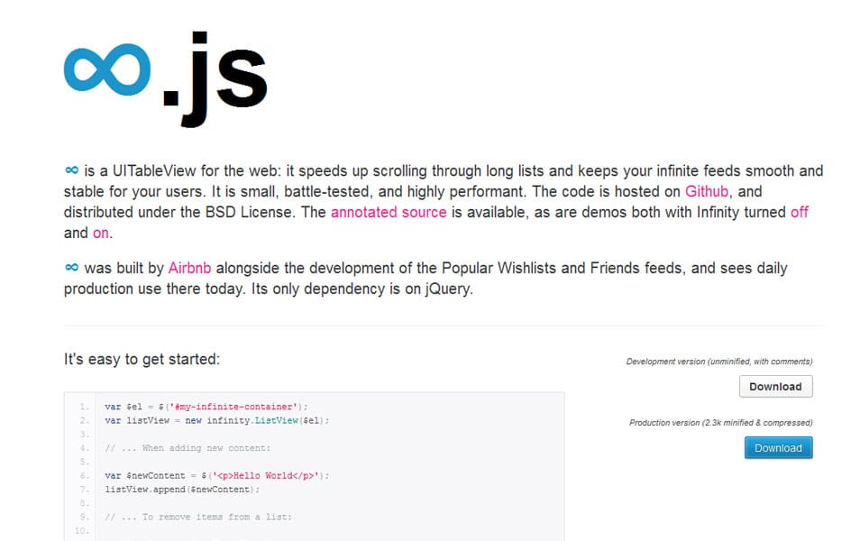 75+ Best jQuery Scrolling Plugins for Websites 56 Infinity.js