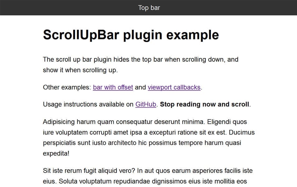 75+ Best jQuery Scrolling Plugins for Websites 41 ScrollUpBar Plugin