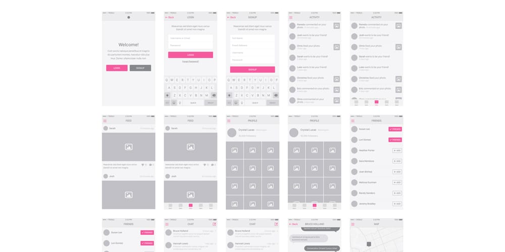 Wireframing Tools, Resources, Articles 44 Snap UI iOS8 Wireframe Kit for Sketch App