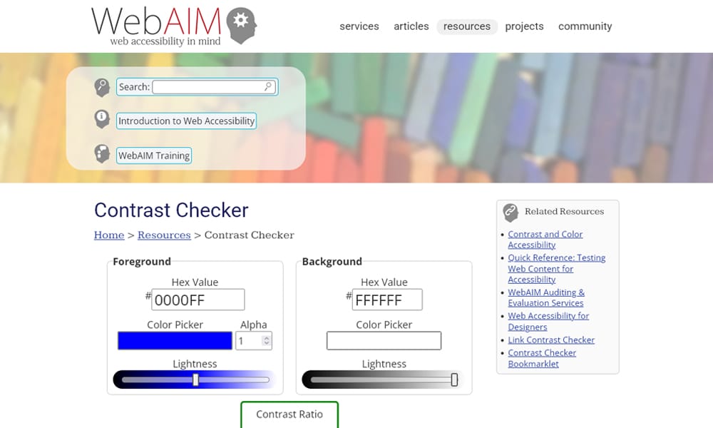 The Best Color Tools For Web Designers 16 WebAIM Contrast Checker