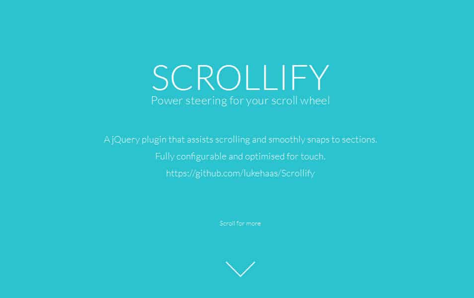 jQuery Scrollify