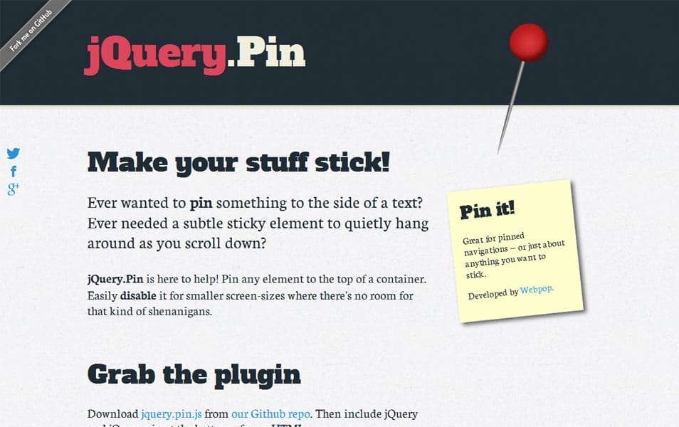 75+ Best jQuery Scrolling Plugins for Websites 21 jQuery.pin