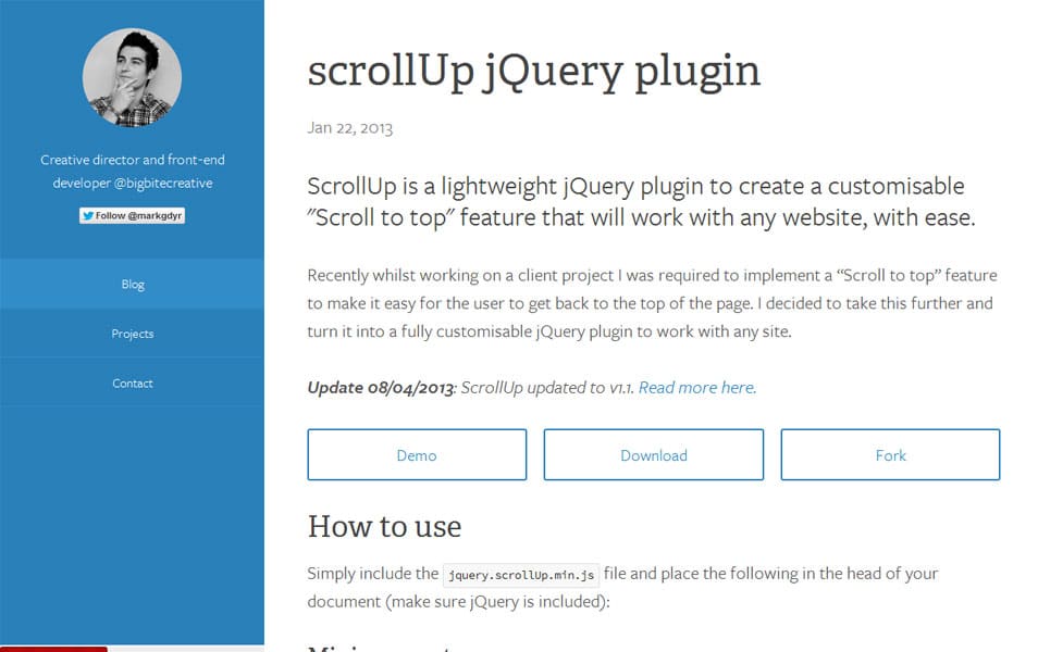 scrollUp jQuery plugin