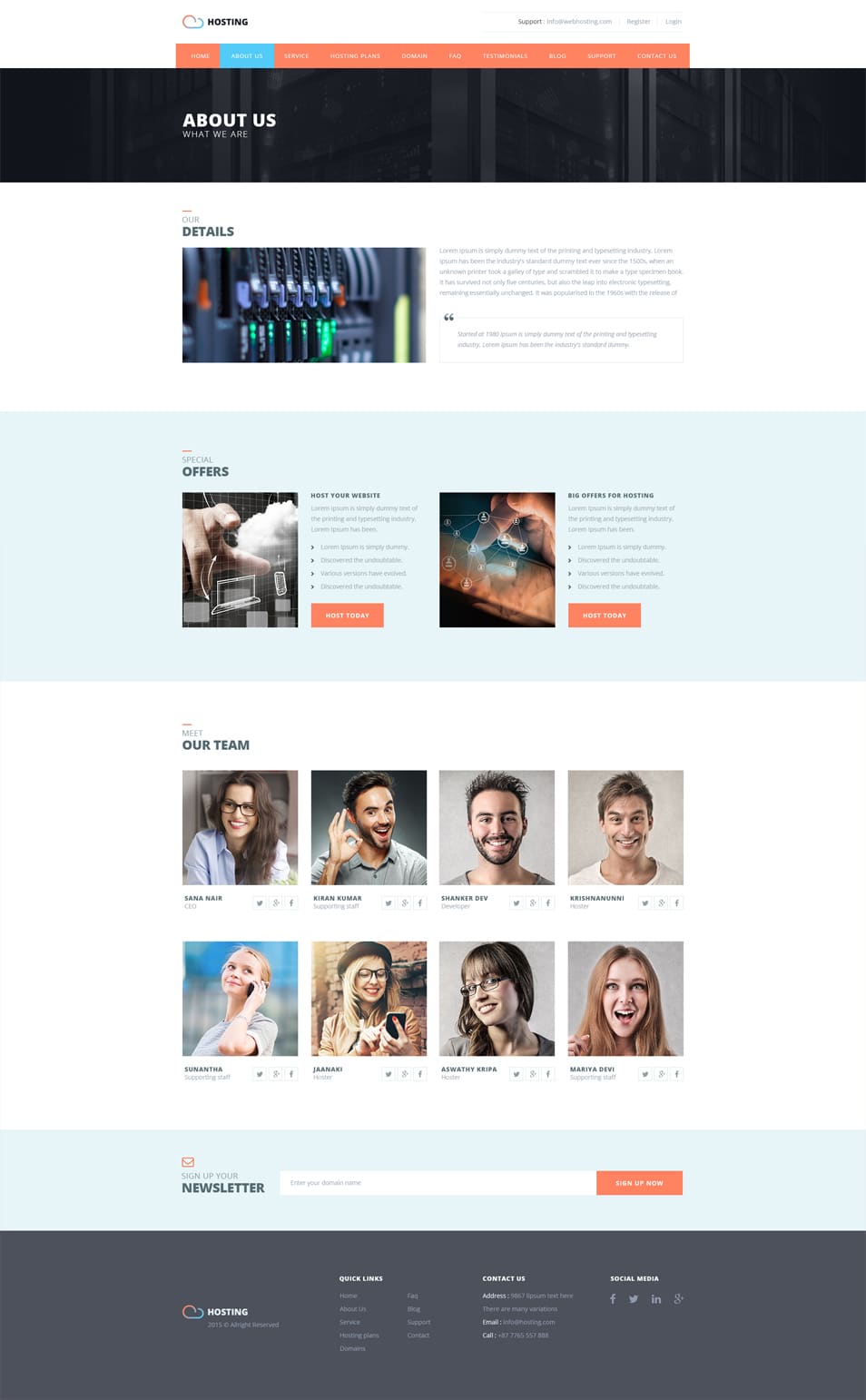 Free Hosting Web Template PSD 13 About Us
