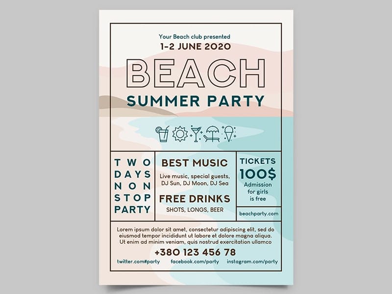 Best Free Flyer Templates 204 Beach Party Flyer Template