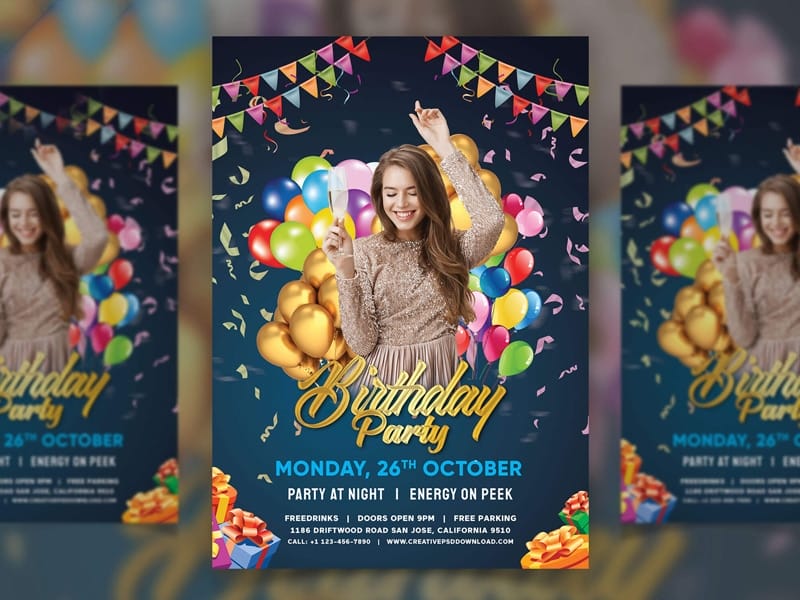 Birthday Party Invitation Flyer PSD