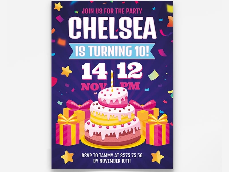 Birthday Party Invitation Flyer Template