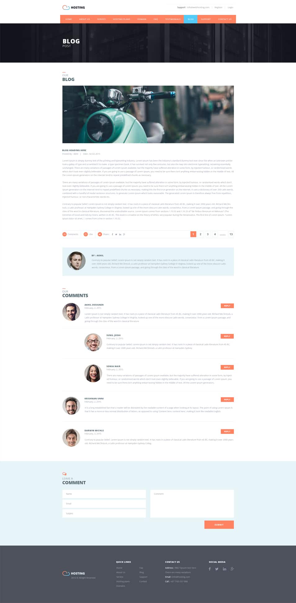 Free Hosting Web Template PSD 15 Blog Post