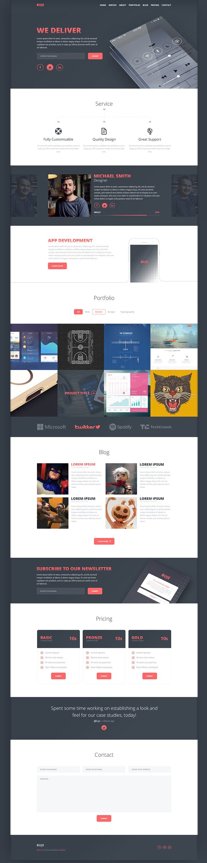 Latest Free Web Elements From February 2015 24 Buje – One Page Template PSD