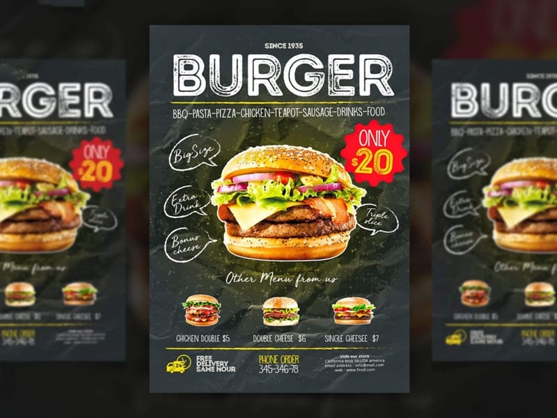 Best Free Flyer Templates 308 Burger Flyer Template PSD