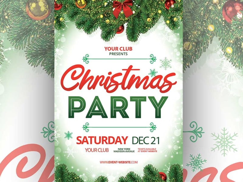 Christmas Party Flyer Template PSD