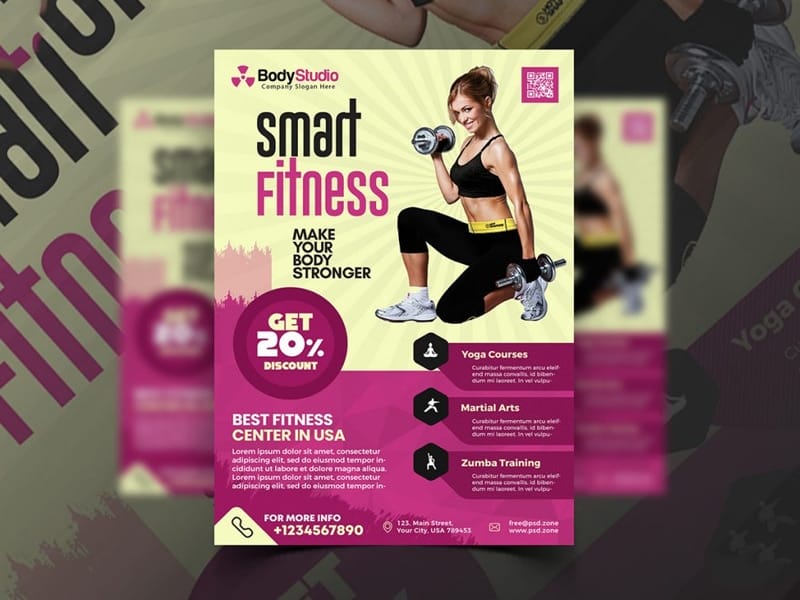 Best Free Flyer Templates 229 Clean Gym Fitness Business Flyer