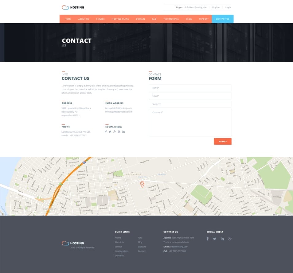 Free Hosting Web Template PSD 16 Contact Us