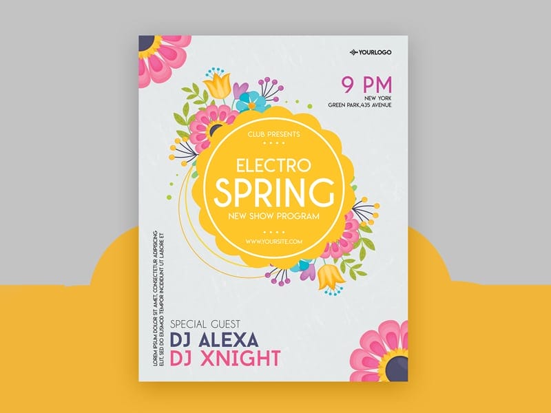 Best Free Flyer Templates 197 Electro Spring Party Flyer Template