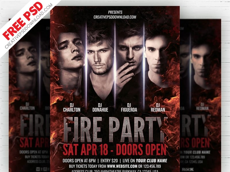 Best Free Flyer Templates 275 Fire Party Flyer Template PSD