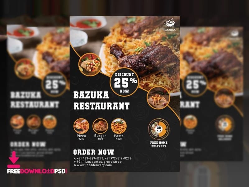 Food Restaurants Flyer PSD