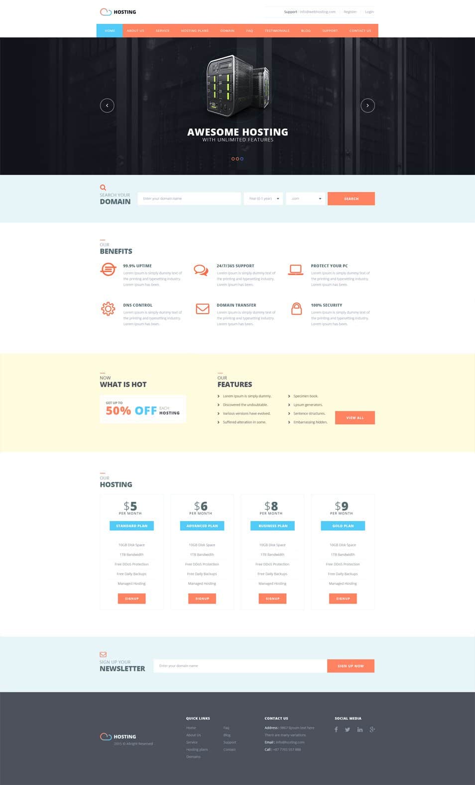 Latest Free Web Elements From February 2015 20 Free Hosting Web Template PSD