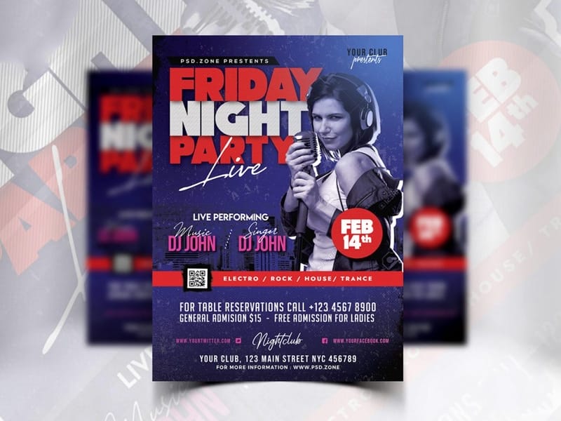 Friday Night Club Party Flyer PSD