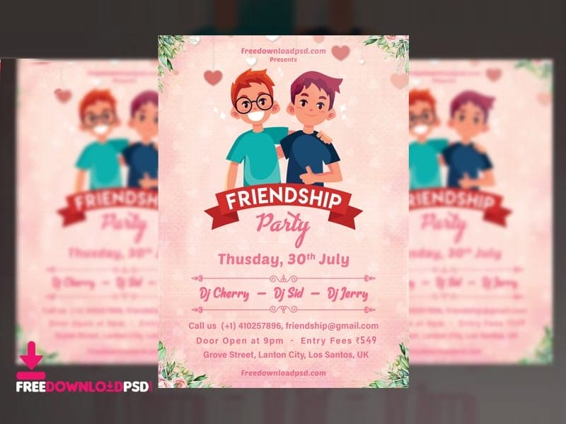 Best Free Flyer Templates 411 Friendship Day Party Flyer PSD