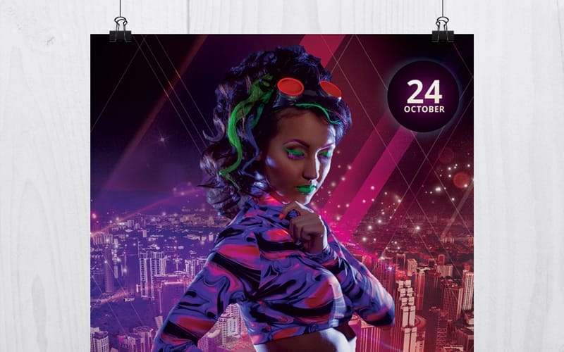 Best Free Flyer Templates 279 Glow and Neon Free Party Flyer Template PSD