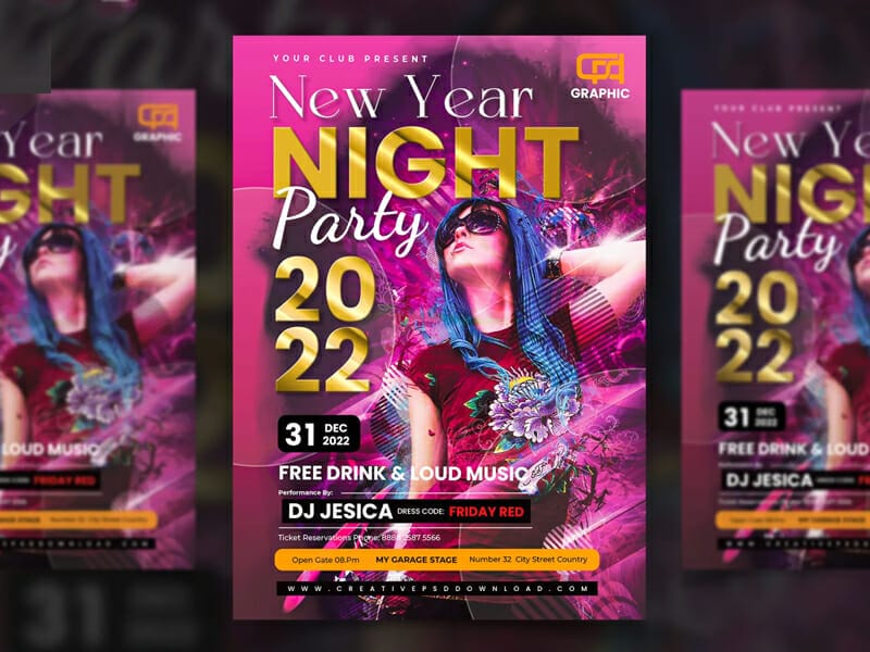 Best Free Flyer Templates 186 Gorgeous New Year Party 2022 Flyer
